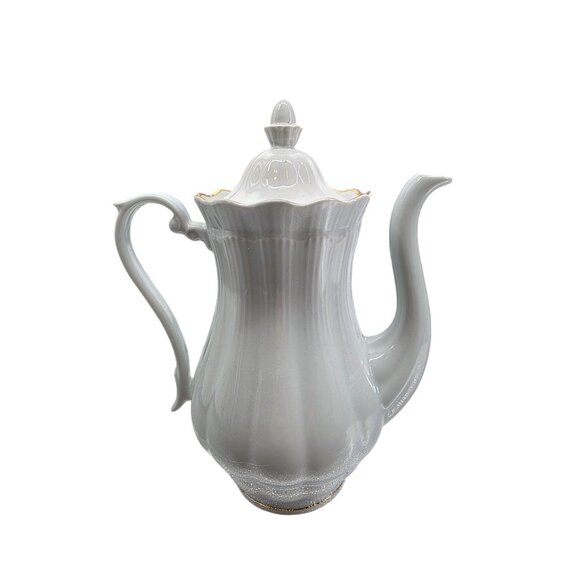 Vintage Walbrzych Coffee Pot Ivory with gold trim Made in Poland - Picture 1 of 7